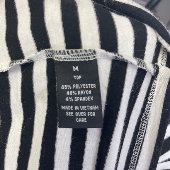 AB Studio Size Medium Black & White Striped Cowl Neck Tunic Top - Picture 7 of 9